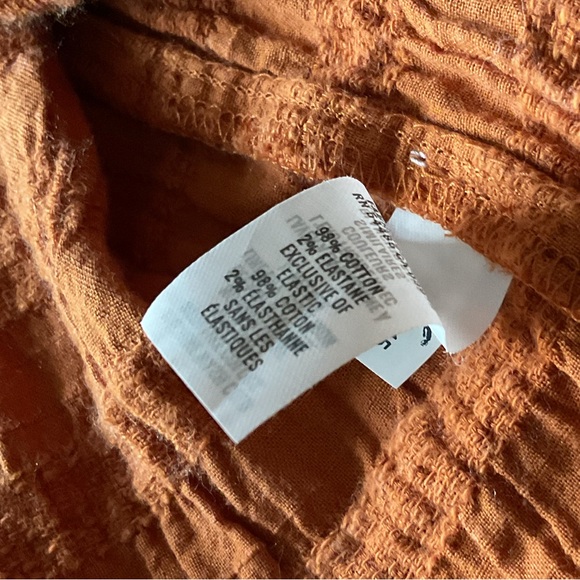 Aerie Rust Orange Smocked Button Front Tie Up Straps Midi Sun Dress Size Medium - Picture 9 of 9